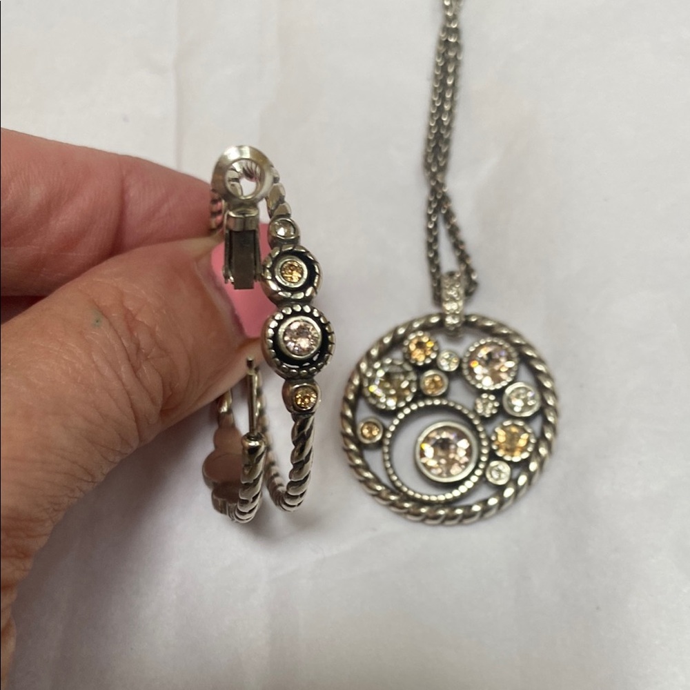 Brighton Halo Reversible Necklace and Hoop Earring Set (Retired colors)